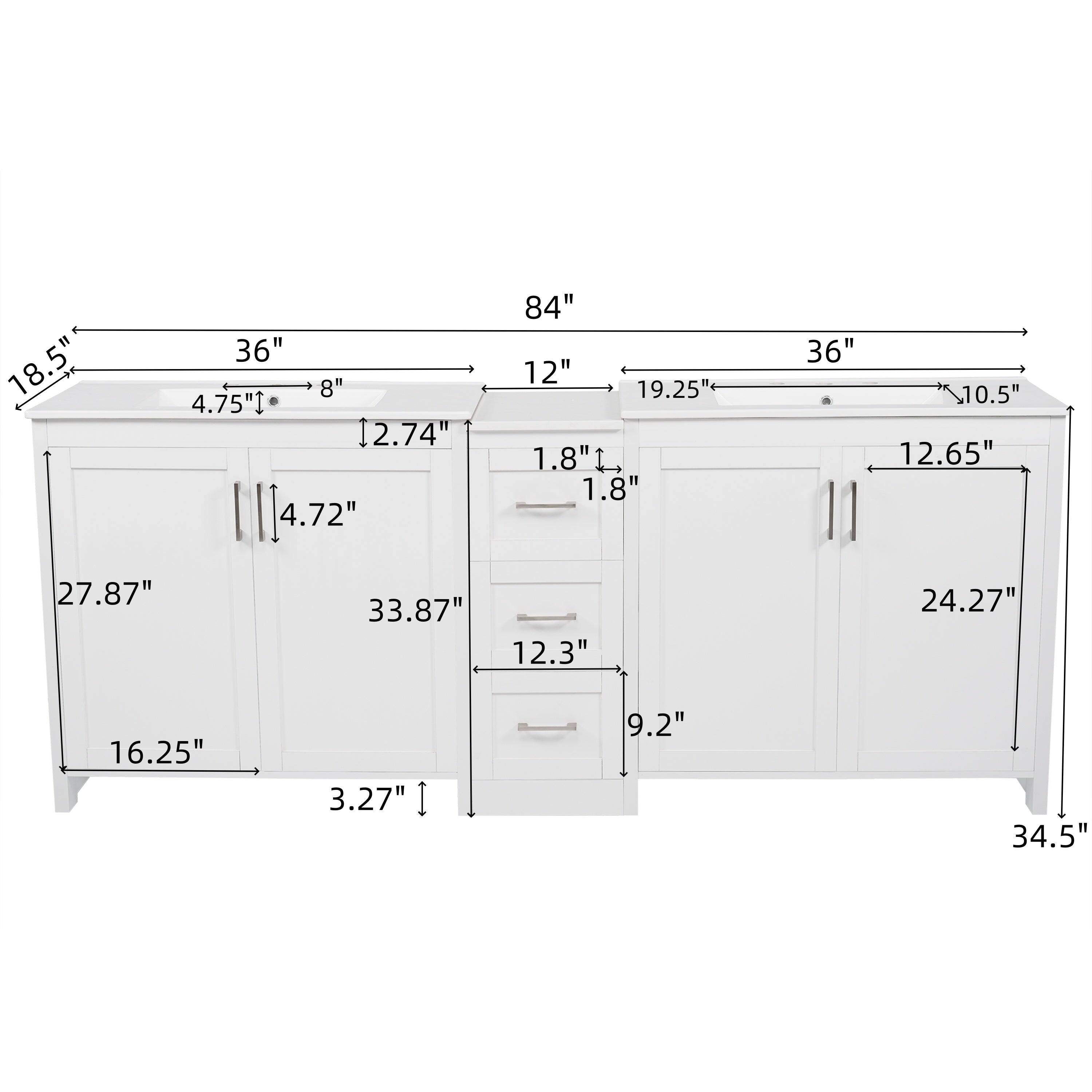 18.5"  
36"  
8"  
4.75"  
2.74"  
4.72"  
84"  
12"  
19.25"  
1.8"  
1.8"  
36"  
10.5"  
12.65"  
27.87"  
33.87"  
12.3"  
24.27"  
16.25"  
3.27"  
9.2"  
34.5"
