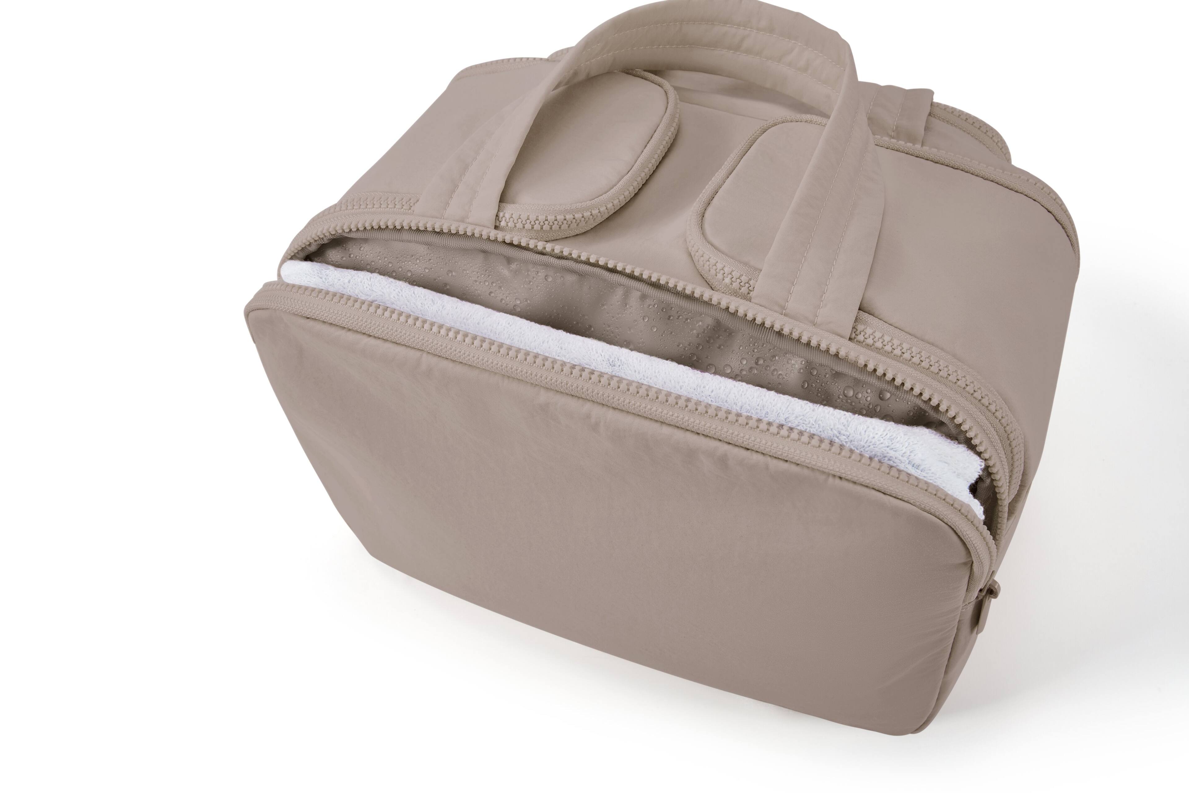 Alt View 7. Bagsmart - Large Capacity Toiletry Bag, Multi-Compartment Cosmetic Organizer with Wet Pocket for Travel & Daily Use - Camel.
