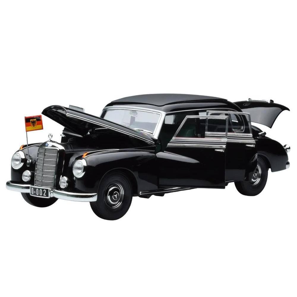 Angle. Norev - 1955 Mercedes-Benz 300 Black "German Chancellor Konrad Adenauer" 1/18 Diecast Model Car by Norev - Black.