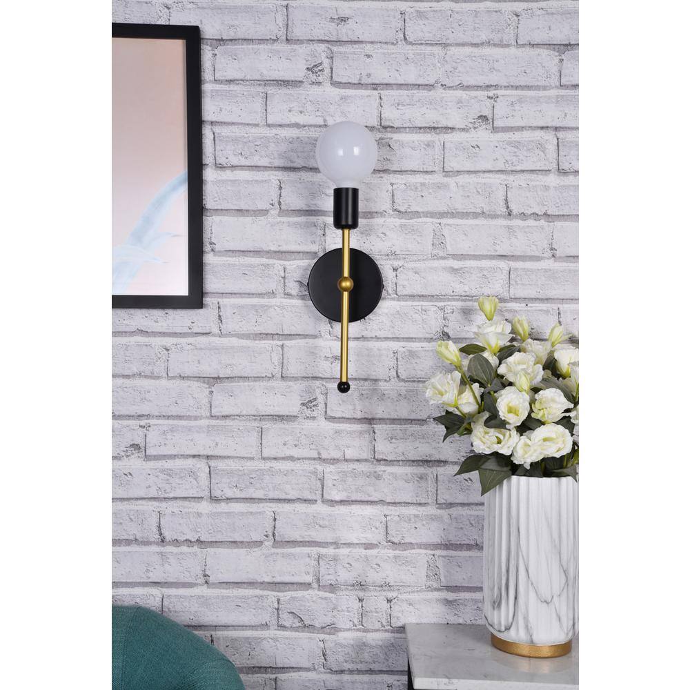 Angle. Living District - Keely 1 light black and brass wall sconce - Black And Brass.