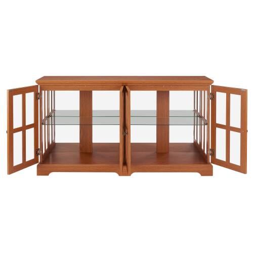 Alt View 7. LUCKY ONE - Freestanding LED Curio Display Cabinet with Adjustable Shelves Four Doors Vintage Bookcase for Collectibles - Oak.