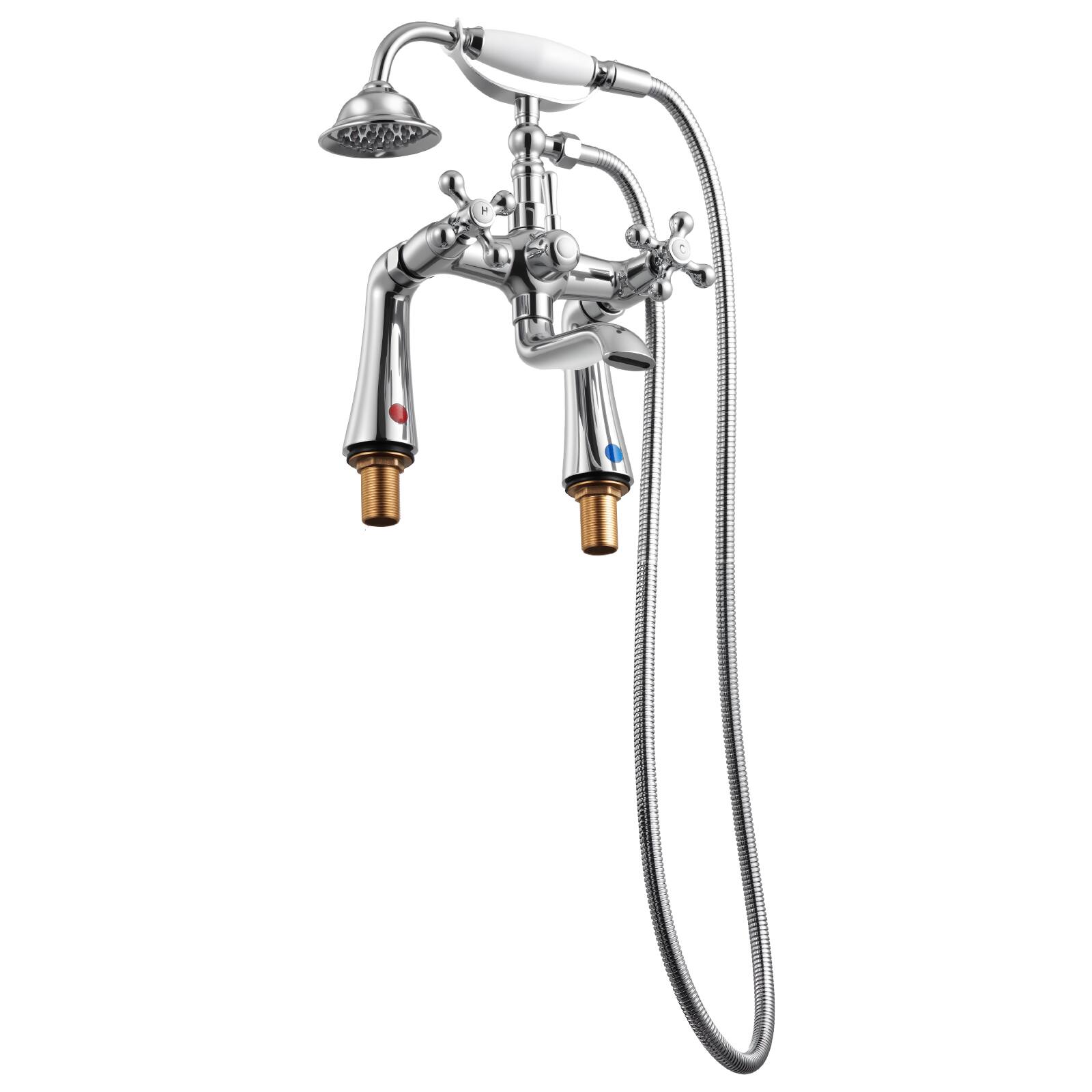Alt View 5. VEVOR - Clawfoot Tub Faucet, Deck Mount Bathtub Faucets, Vintage Polished Chrome Clawfoot Tub Filler Faucet Shower Kit - Polished Chrome.
