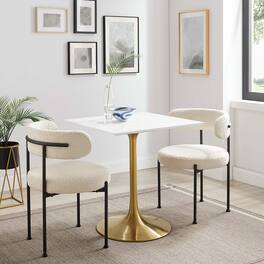 Modway - Lippa Square Wood Dining Table - Gold White