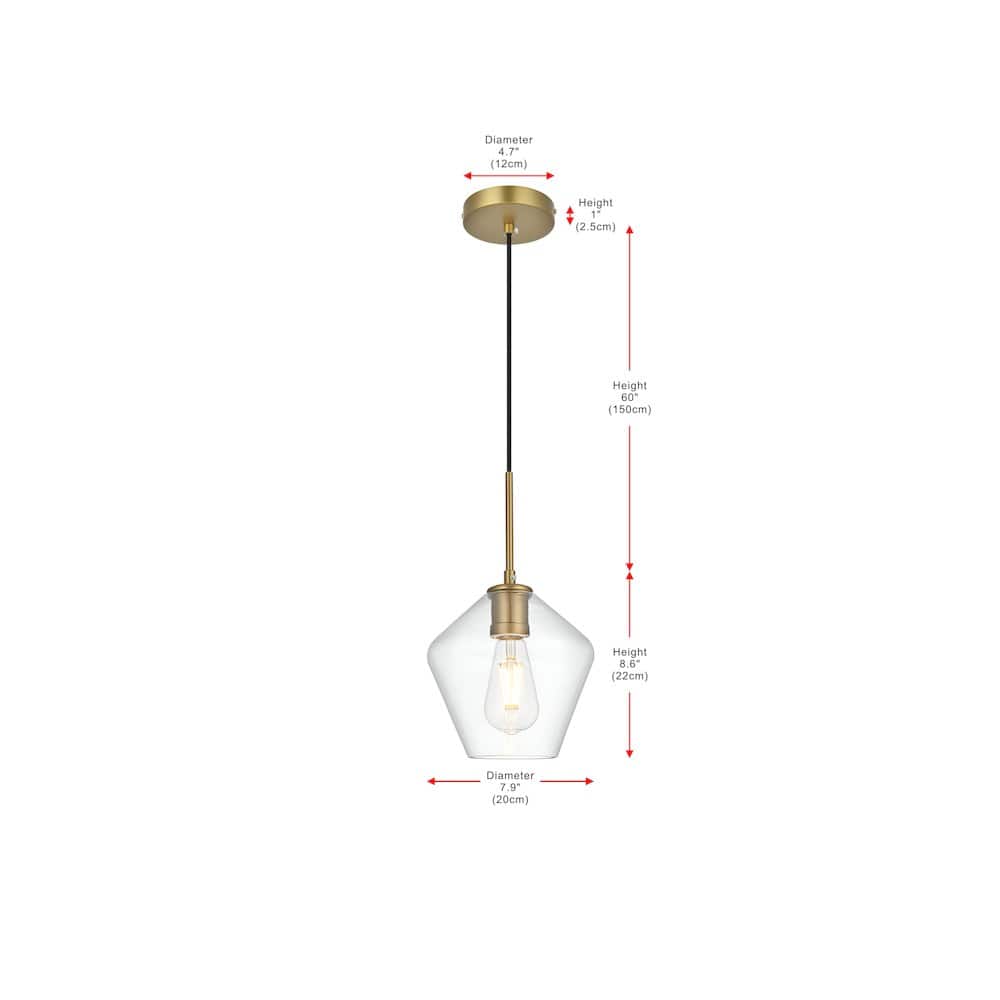 Living District - Gene 8 Inch Pendant Clear Shade in Satin Gold - Satin Gold And Clear