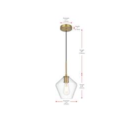 Living District - Gene 8 Inch Pendant Clear Shade in Satin Gold - Satin Gold And Clear