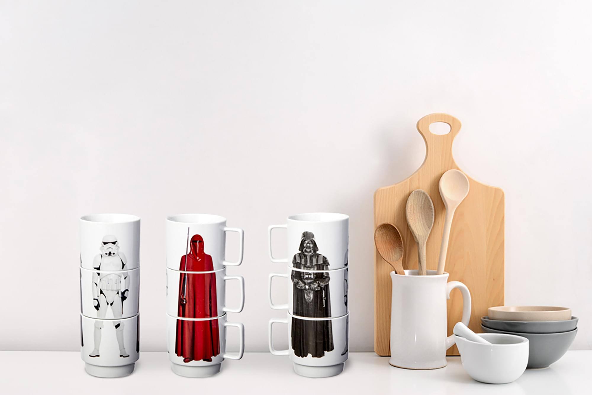 Alt View 4. Star Wars - Star Wars 11oz Stacking Mugs - Darth Vader, Imperial Guard, and Stormtrooper - White.