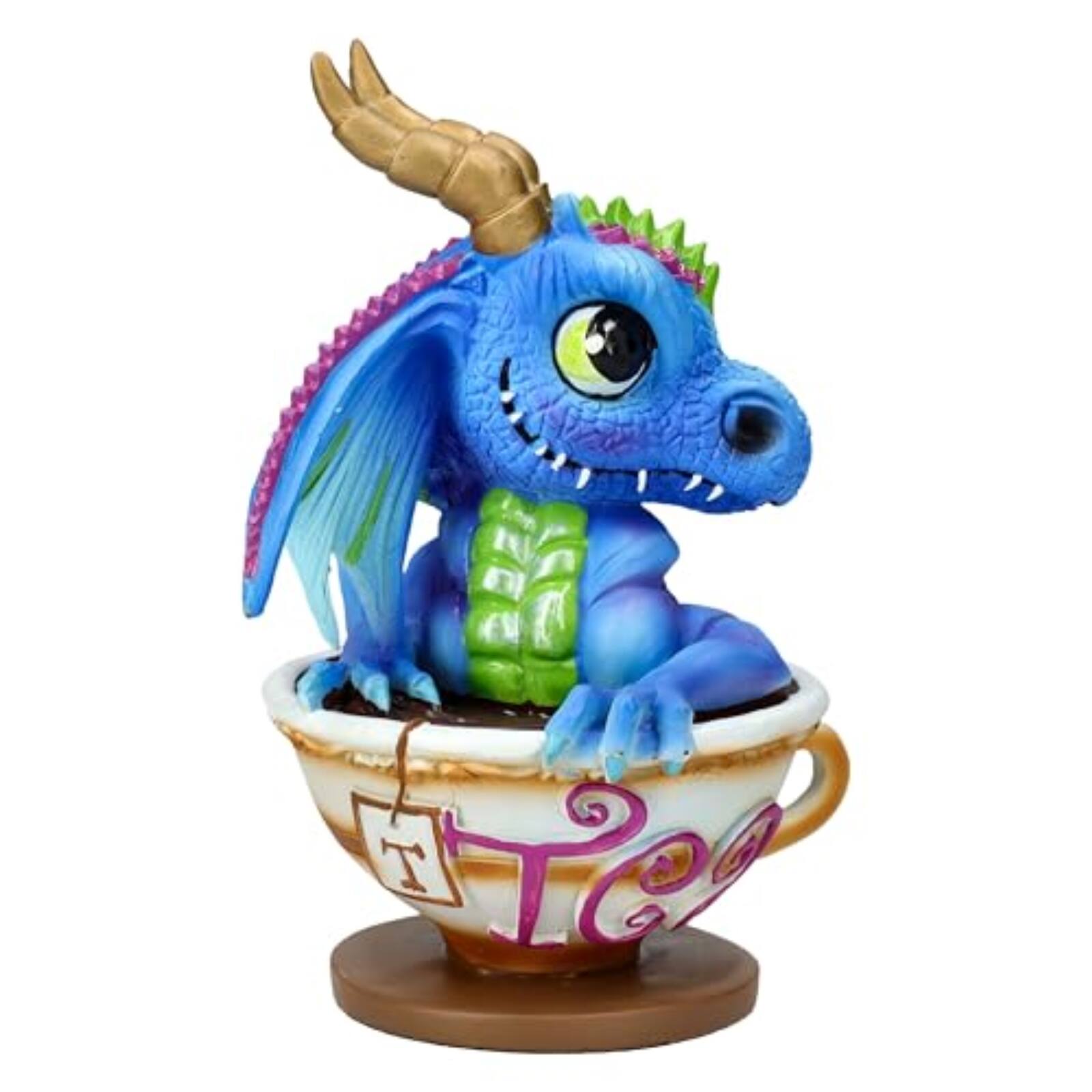 Back. Pacific Trading - Ruth Thompson Cup of Tea Blue Dragon Figurine 6.1 inches.