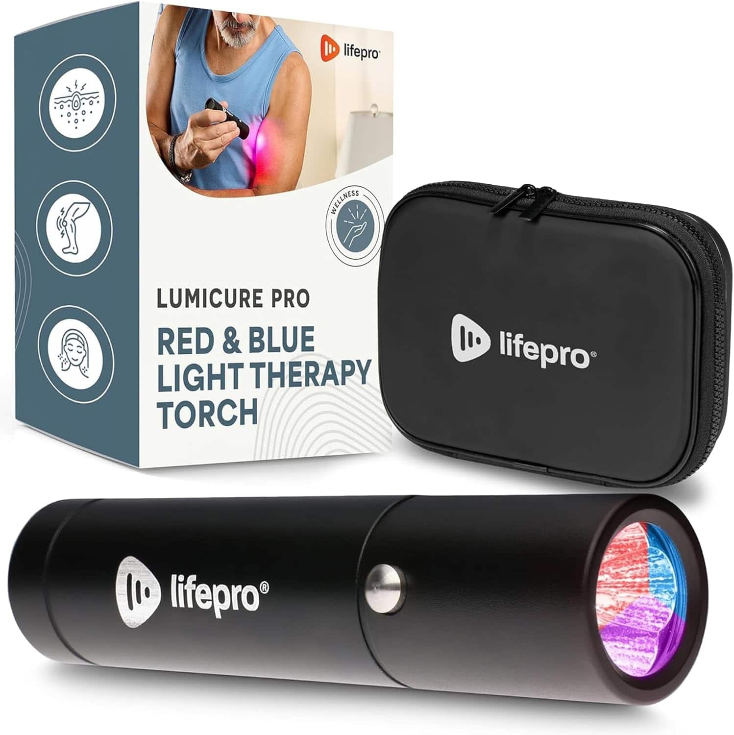 LifePro - Infrared & Red Light Therapy – Portable Pain Relief for Joints, Muscles & Inflammation, 3 Wavelengths for Body - Black