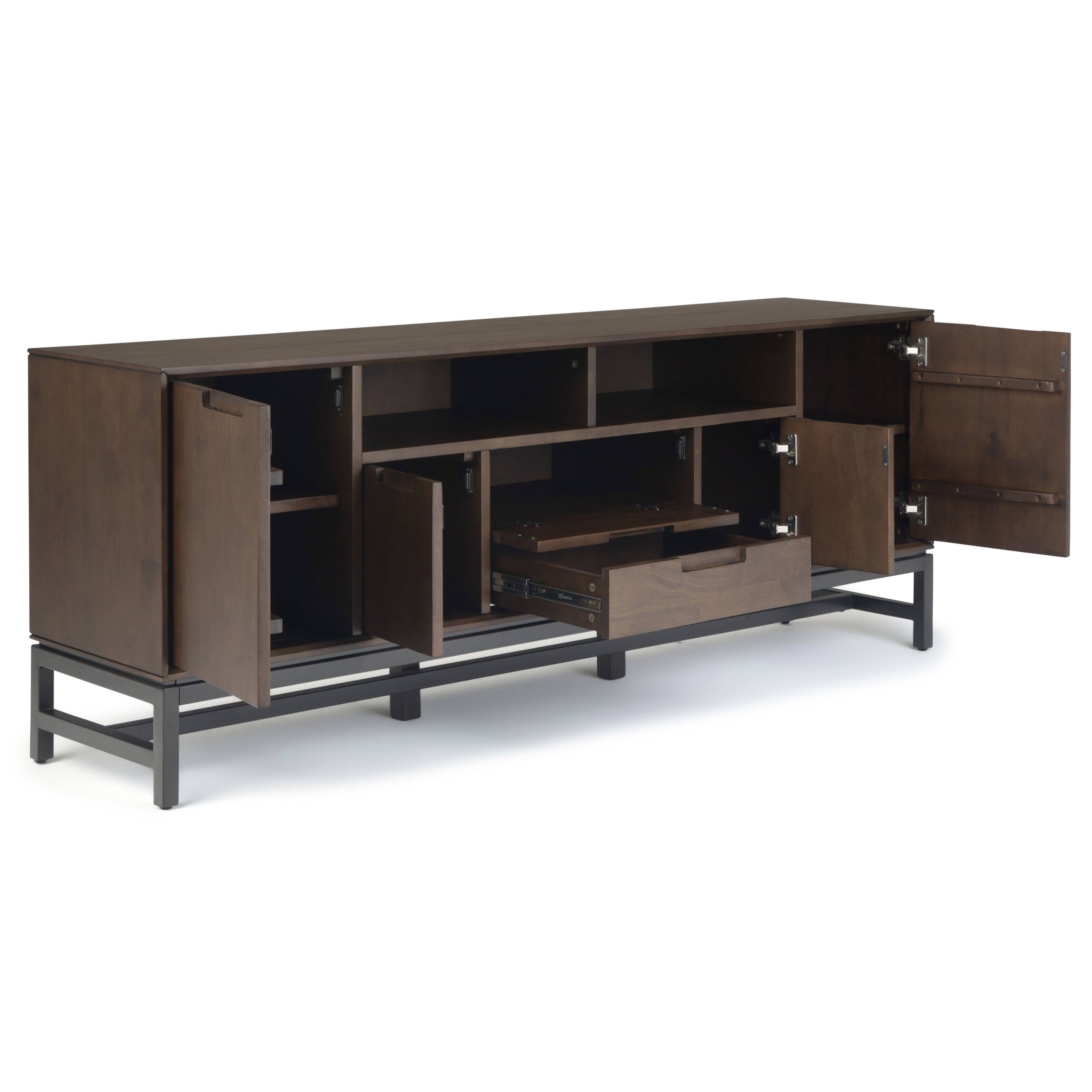 Back. Simpli Home - Banting SOLID HARDWOOD 72 inch Wide Industrial TV Media Stand in Walnut Brown For TVs up to 80 inches - Walnut Brown.