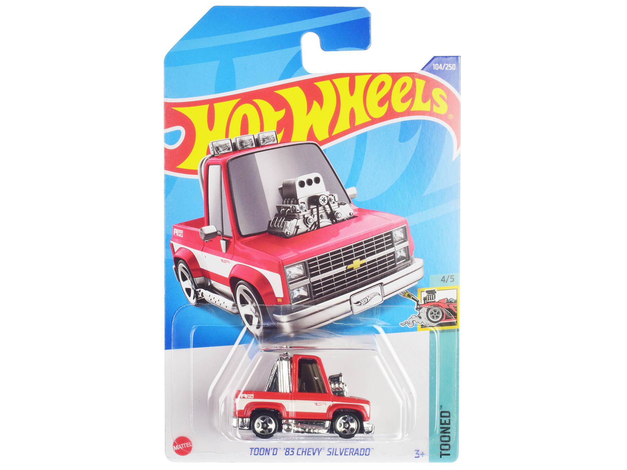 1983 Chevrolet Silverado "Toon'd" Pickup Truck "Tooned" Series Diecast Model Car by Hot Wheels - Red And White