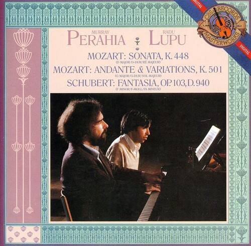 Murray Perahia & Radu Lupu  
MOZART: SONATA, K. 448  
MOZART: ANDANTE & VARIATIONS, K. 501  
SCHUBERT: FANTASIA, OP. 103, D. 940  
(FANTASIA IN C MINOR / F-MOLL / FA MINEUR)  

DIGITAL CBS RECORDS  
MASTERWORKS DIGITAL