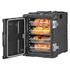 Front. VEVOR - Insulated Food Pan Carrier, 95 Qt Non-Electrical Food Warmer, with Wheel & 304 Stainless Steel Latch, LLDPE Stackable - Black.