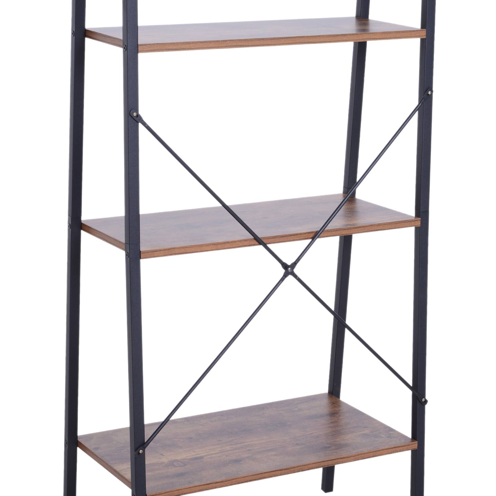 Homcom Industrial 4 Tier Ladder Shelf Bookshelf Vintage Storage Rack ...