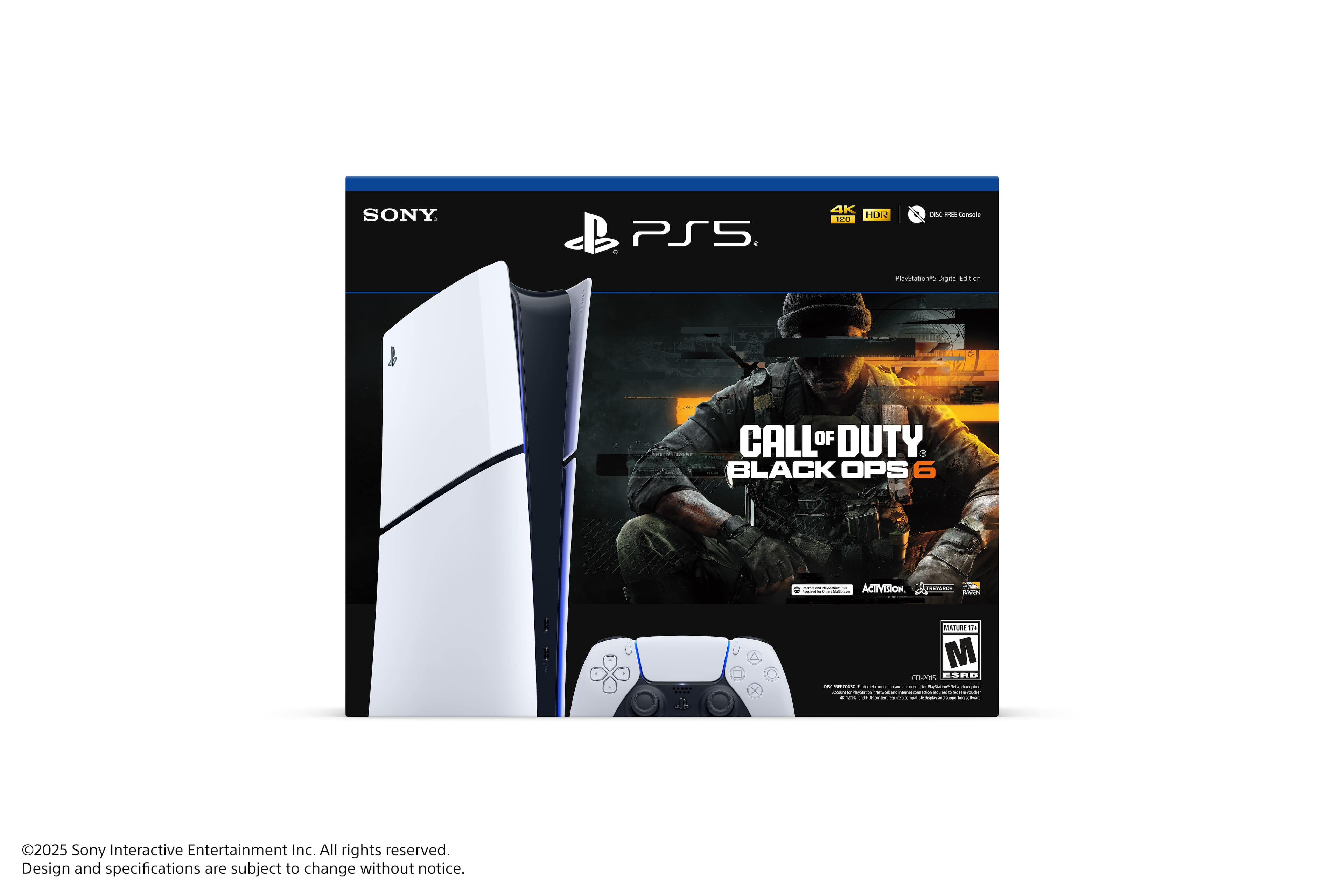 Sony PlayStation 5 4K HDR Gaming Console with Call of Duty Black Ops 6 Digital Edition.
