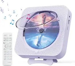 FINEAK - Portable Bluetooth CD Player for Home with Dual Speakers & FM Radio - Purple