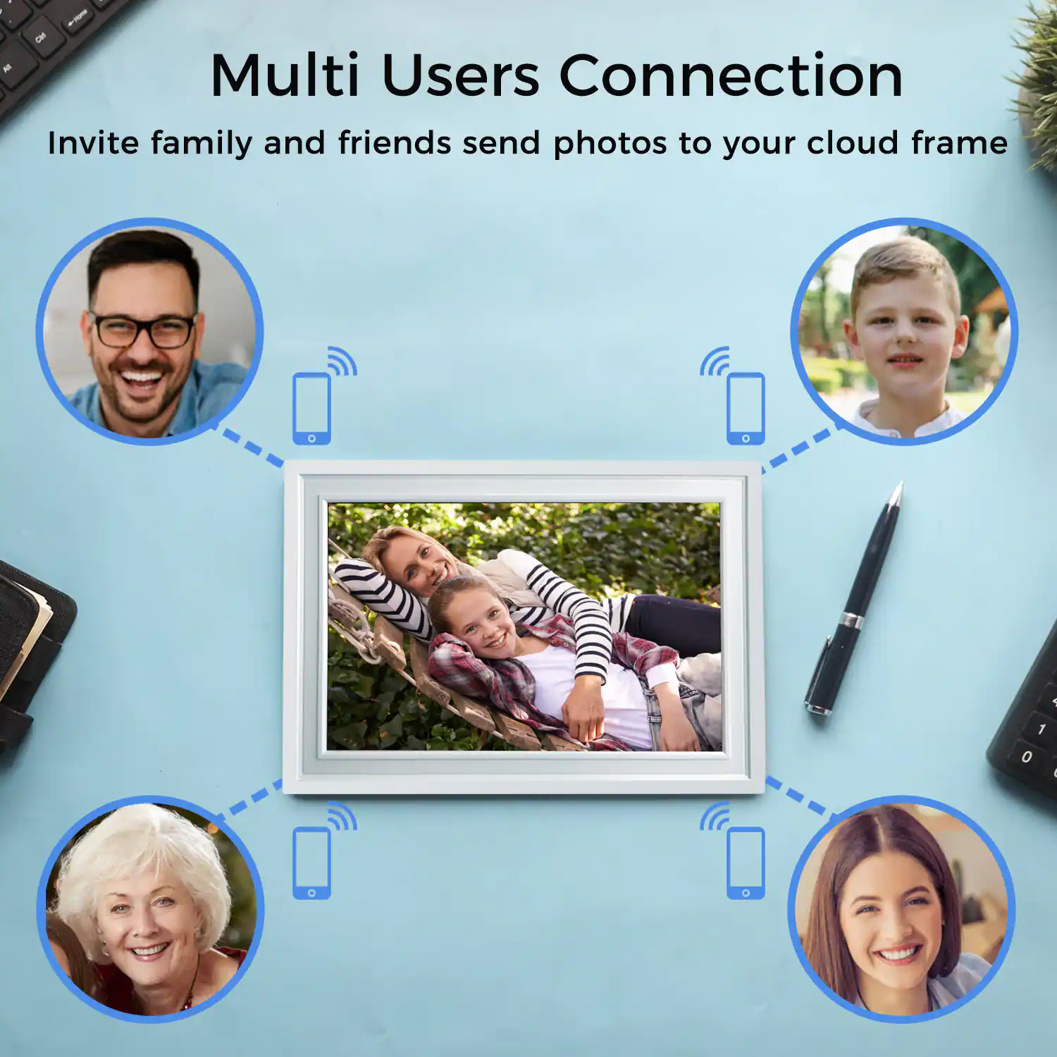 Multi Users Connection

Invite family and friends to send photos to your cloud frame