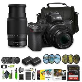 Nikon - Z50 Compact Lightweight Mirrorless Camera with 16-50mm and 50-250mm Lenses (1632) Bundle - Black