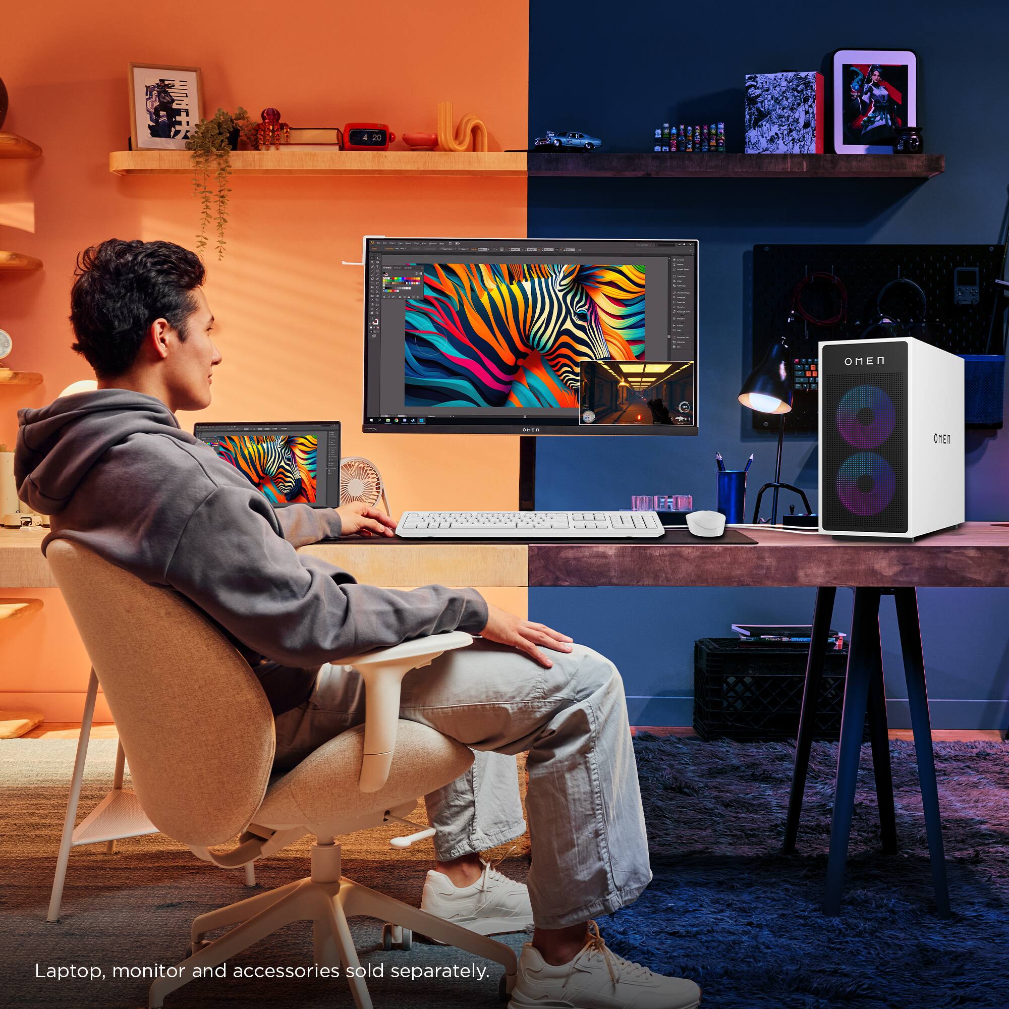 Laptop, monitor and accessories sold separately.
