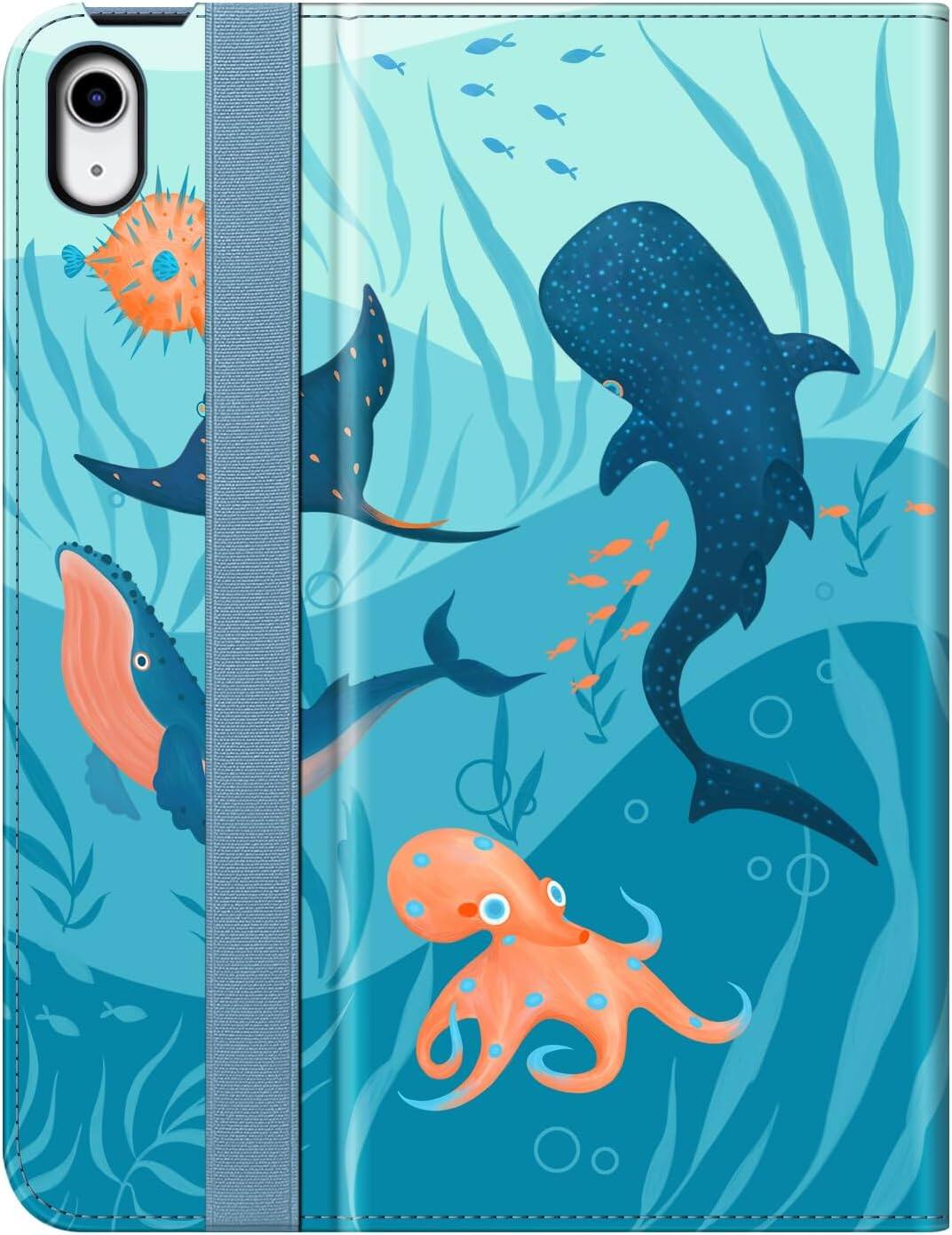 Alt View 5. Fintie - Folio Case for iPad (A16) 11-inch 2025 and iPad 10th Gen 10.9 inch 2022, Multi-Angle Viewing Protective Stand Cover - Blue Ocean.