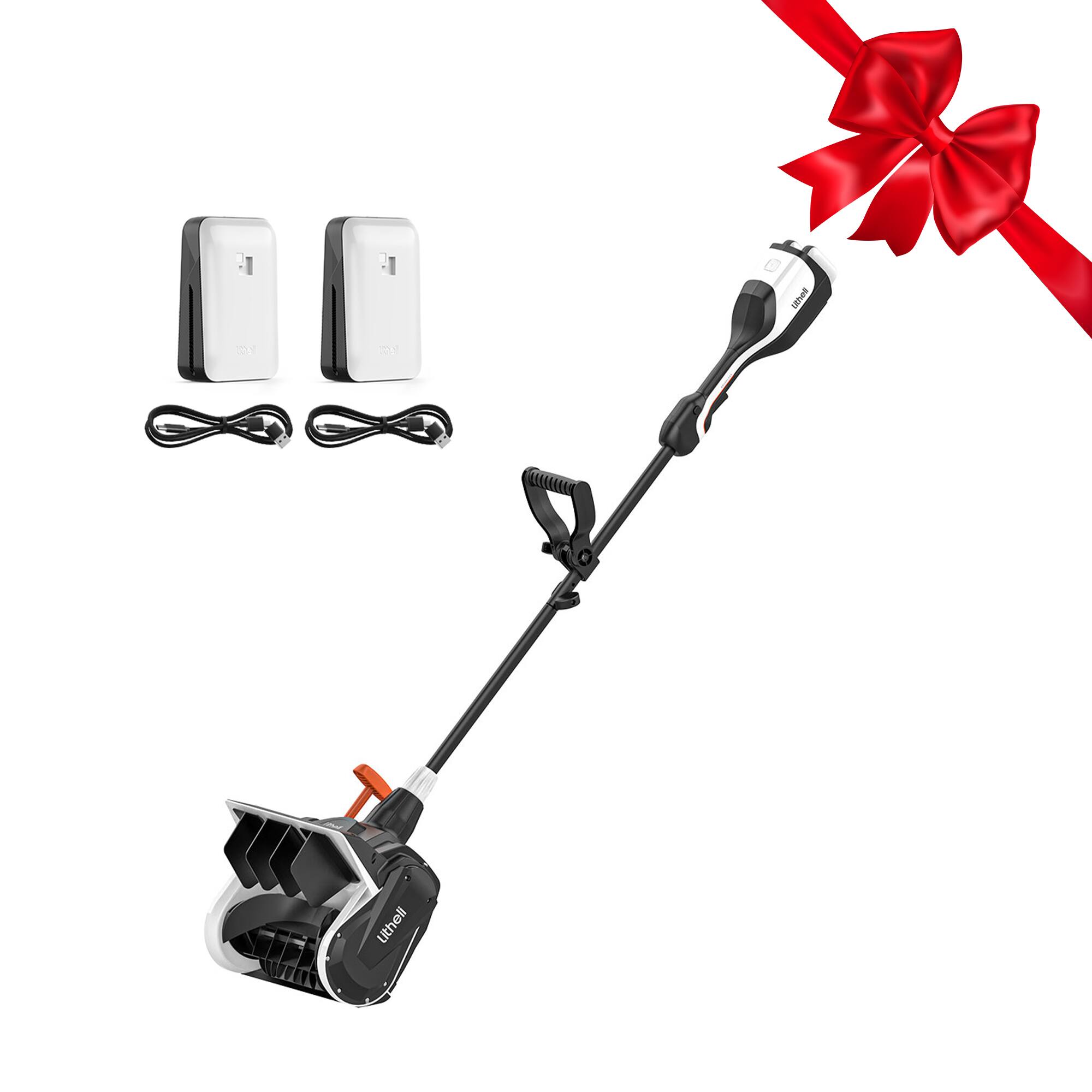 Litheli - Cordless Brushless Snow Shovel, 40V(2x20V) 13-Inch Battery Powered Snow Blower, Electric Snow Thrower with Direc - BLACK AND WHITE