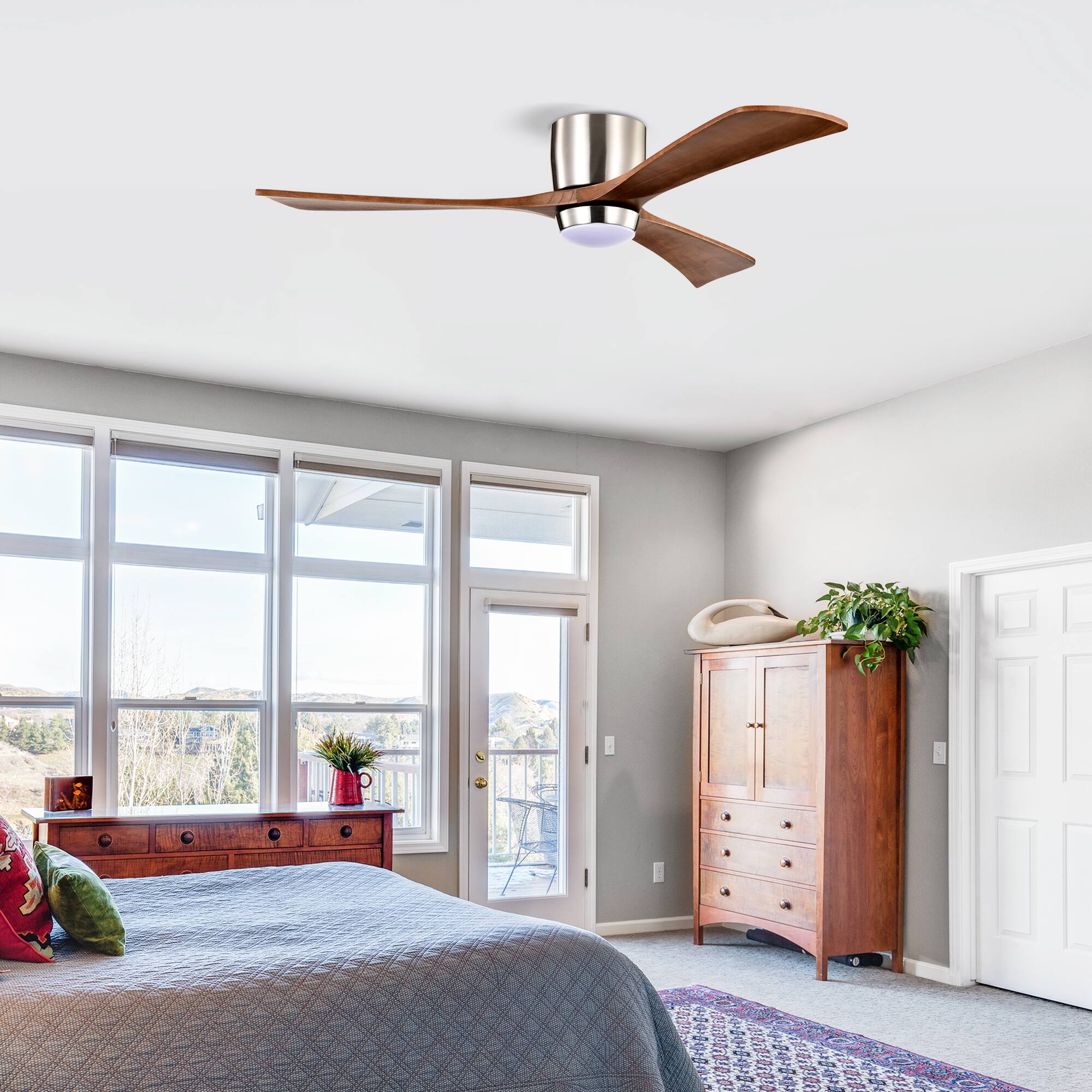 Back. APRILSOUL - 52 Inch Reversible DC Ceiling Fan Remote 70 Energy Saving Quiet - Nickel.