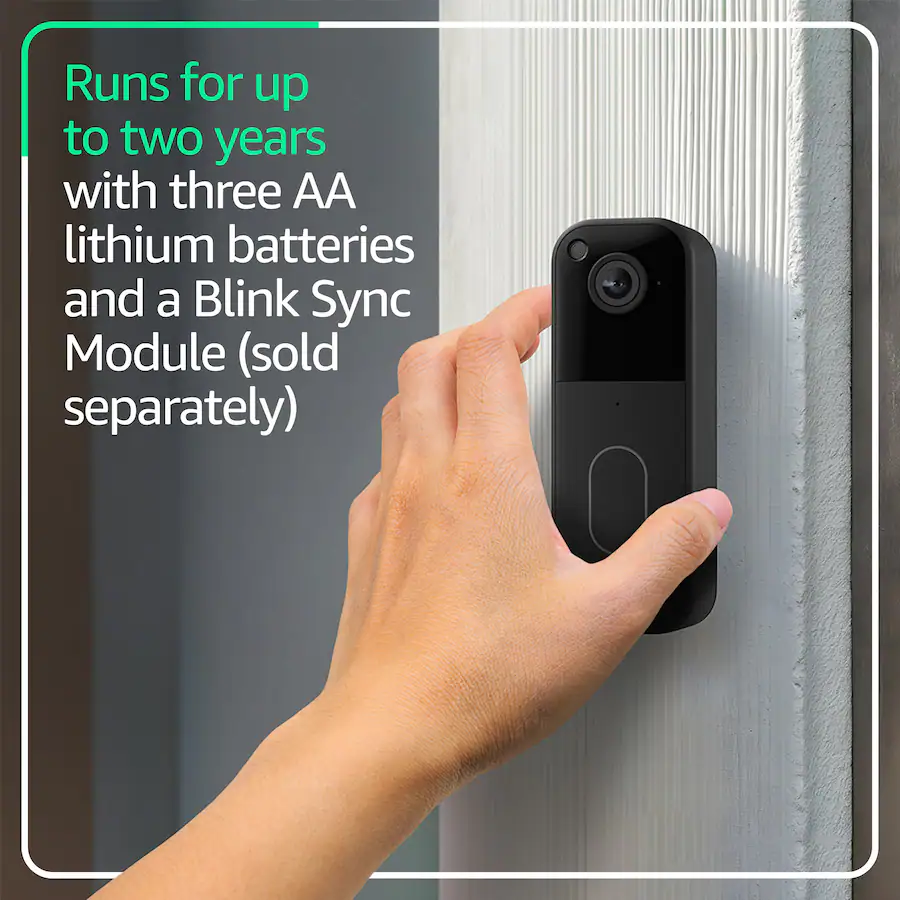 Blink Video Doorbell Head to toe HD view, two year battery, simple