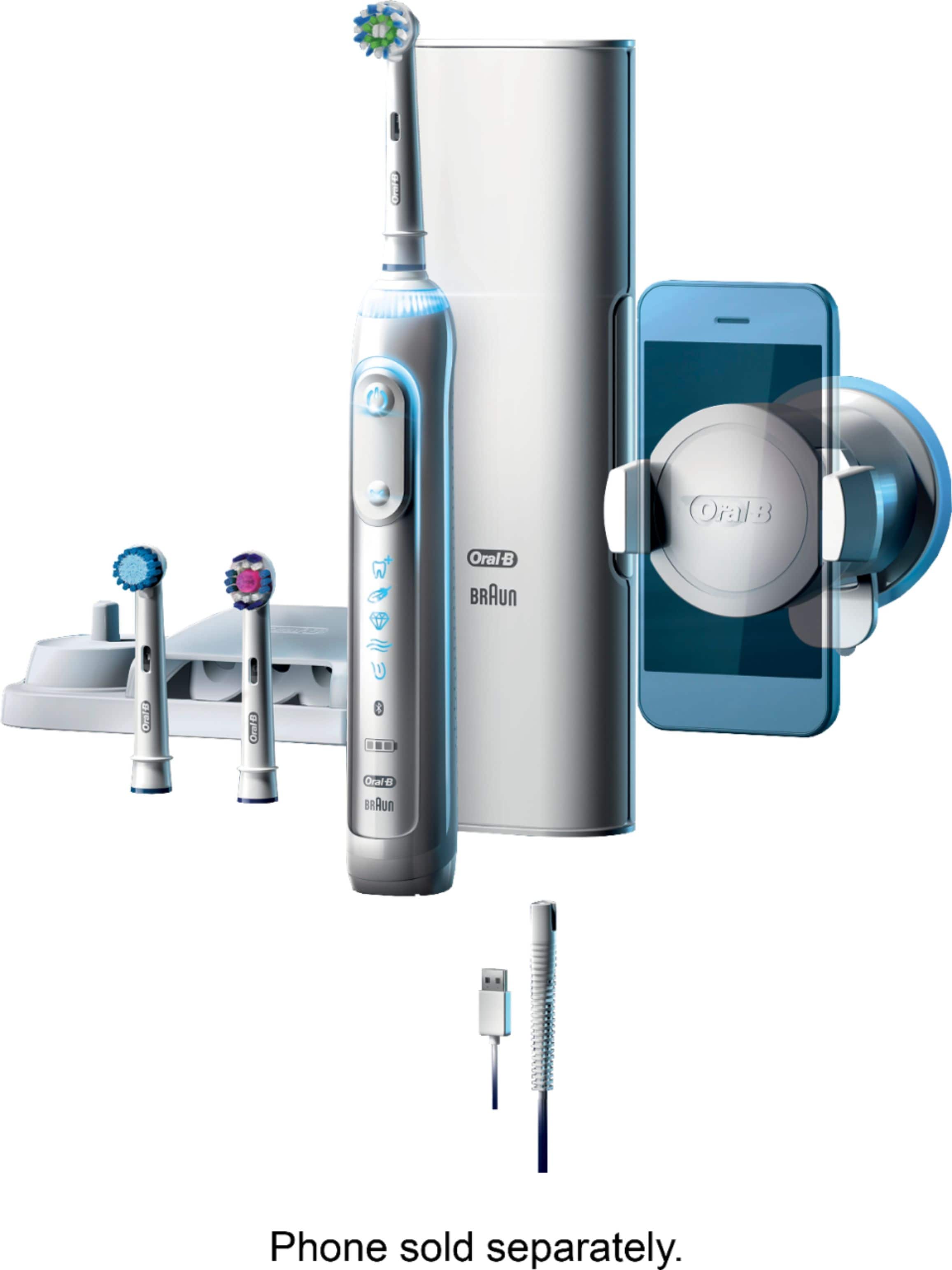 Angle. Oral-B - Genius Pro 8000 Connected Rechargeable Toothbrush - White.