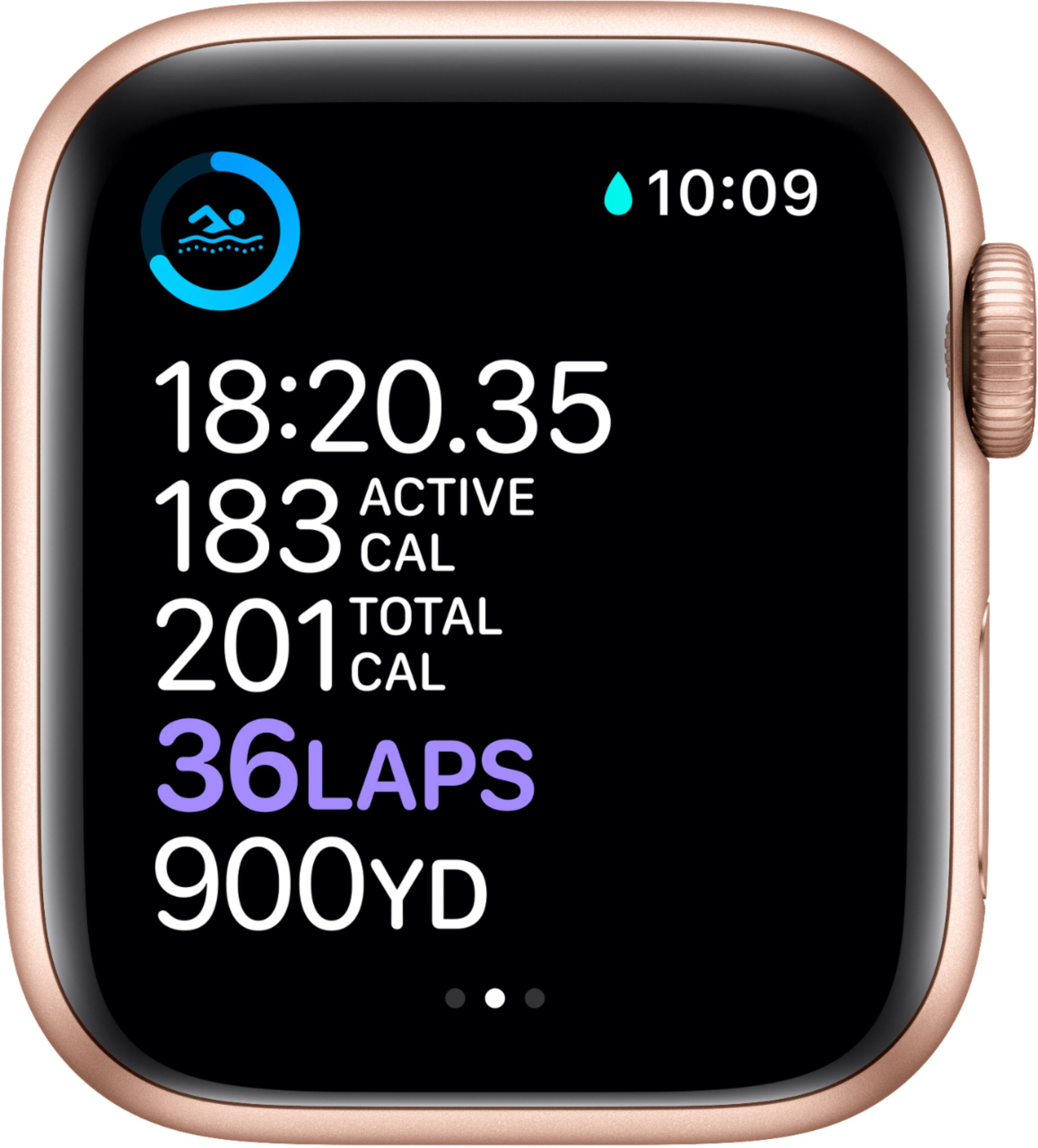Alt View 13. Apple - Apple Watch Series 6 (GPS + Cellular) 40mm Gold Aluminum Case with Pink Sand Sport Band - Gold.