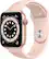 Front. Apple - Apple Watch Series 6 (GPS + Cellular) 44mm Gold Aluminum Case with Pink Sand Sport Band - Gold.