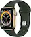 Front. Apple - Apple Watch Series 6 (GPS + Cellular) 40mm Gold Stainless Steel Case with Cyprus Green Sport Band.
