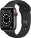 Front. Apple - Apple Watch Series 6 (GPS + Cellular) 44mm Space Gray Aluminum Case with Black Sport Band - Space Gray.