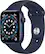 Front. Apple - Apple Watch Series 6 (GPS + Cellular) 44mm Blue Aluminum Case with Deep Navy Sport Band.