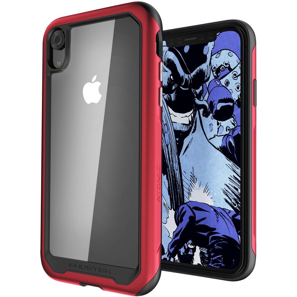 atomic slim 2 case for apple iphone xr - red/transparent