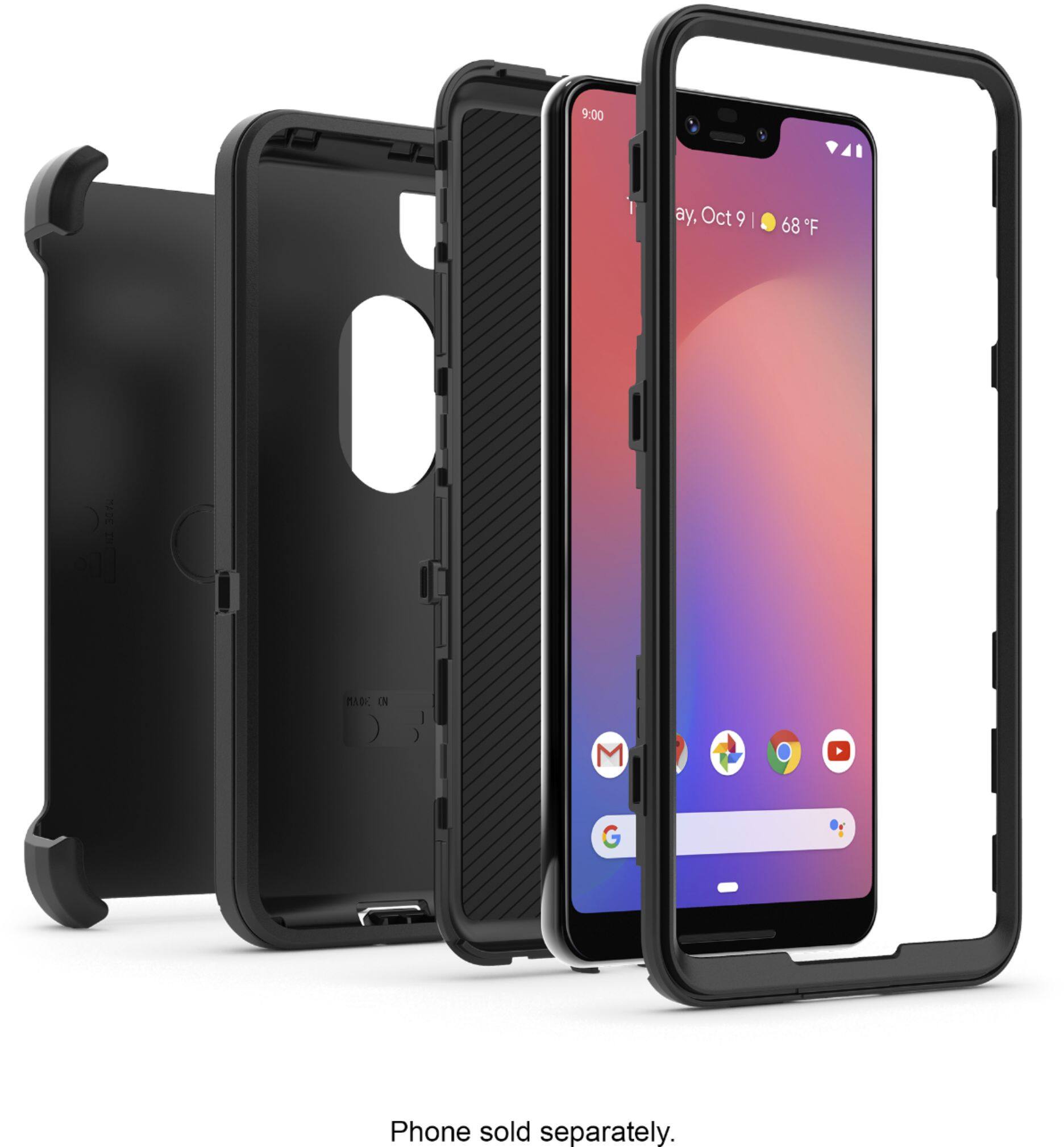 Alt View 13. OtterBox - Defender Series Case for Google Pixel 3 XL Cell Phones - Black.