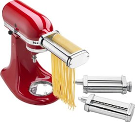 KitchenAid 3-Piece Pasta Roller & Cutter Set and Fresh Prep Slicer/Shredder Attachment - KSMVSPR - Silver - Front_Zoom