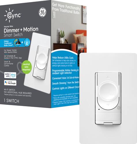C by GE - C-Start Wi-Fi Smart Motion-Sensing and Dimmer Switch - White