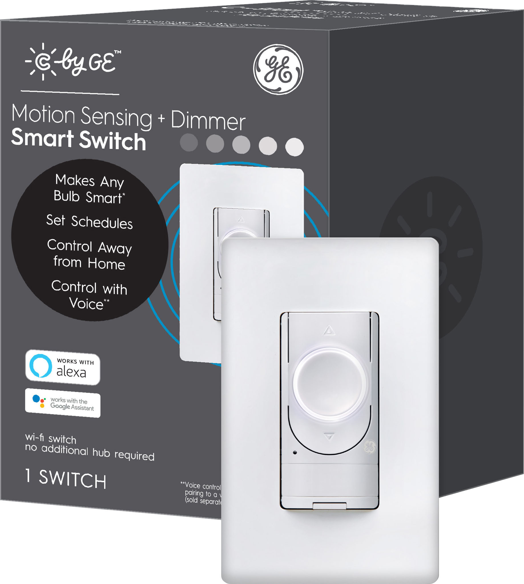 GE - Cync C-Start Wi-Fi Smart Motion-Sensing and Dimmer Switch - White