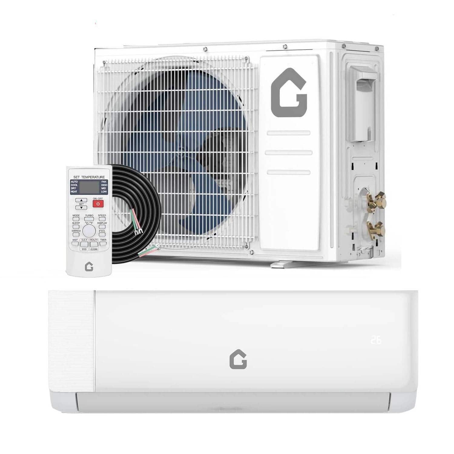 Qeetex - 21 SEER2 12000 BTU Mini Split Air Conditioner Heat Pump with Wifi Control, Heat Cool Up to 750 Sq.Ft - White