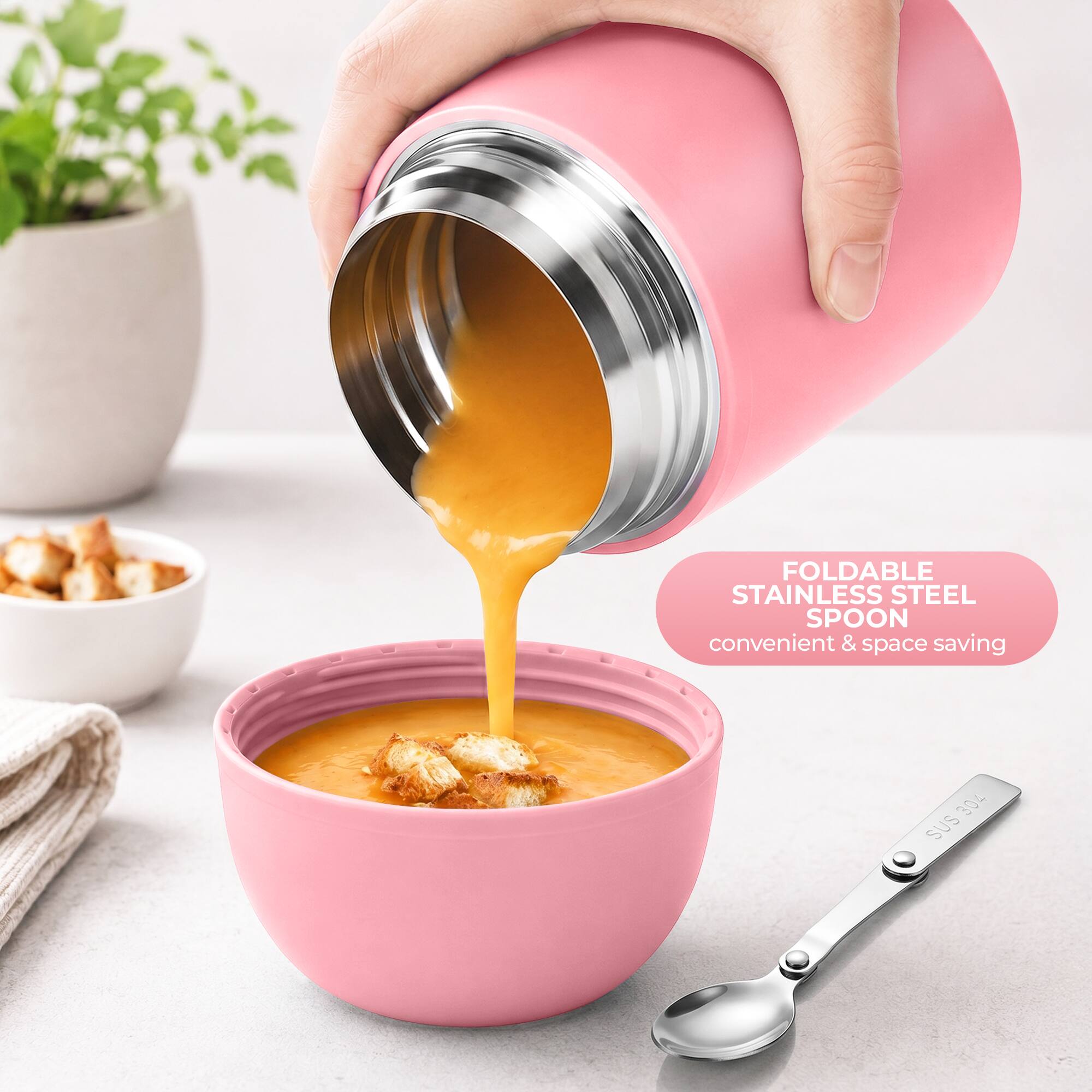 FOLDABLE STAINLESS STEEL SPOON
convenient & space saving
304 SUS