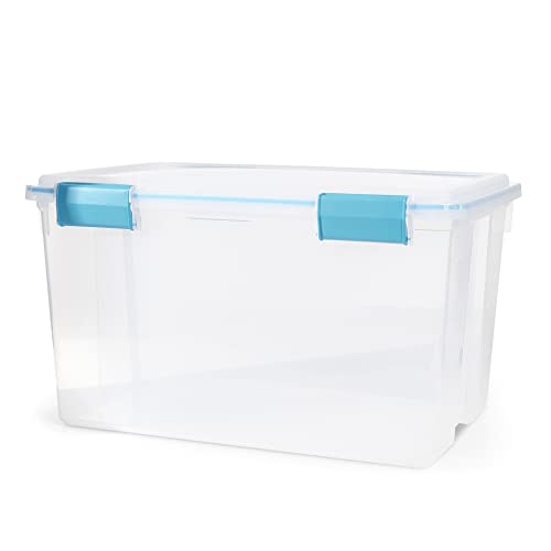 Front. Sterilite - Sterilite 54 Qt Gasket Box, Stackable Storage Bin with Latching Lid and Tight Seal, Plastic Container to Organize Baseme.