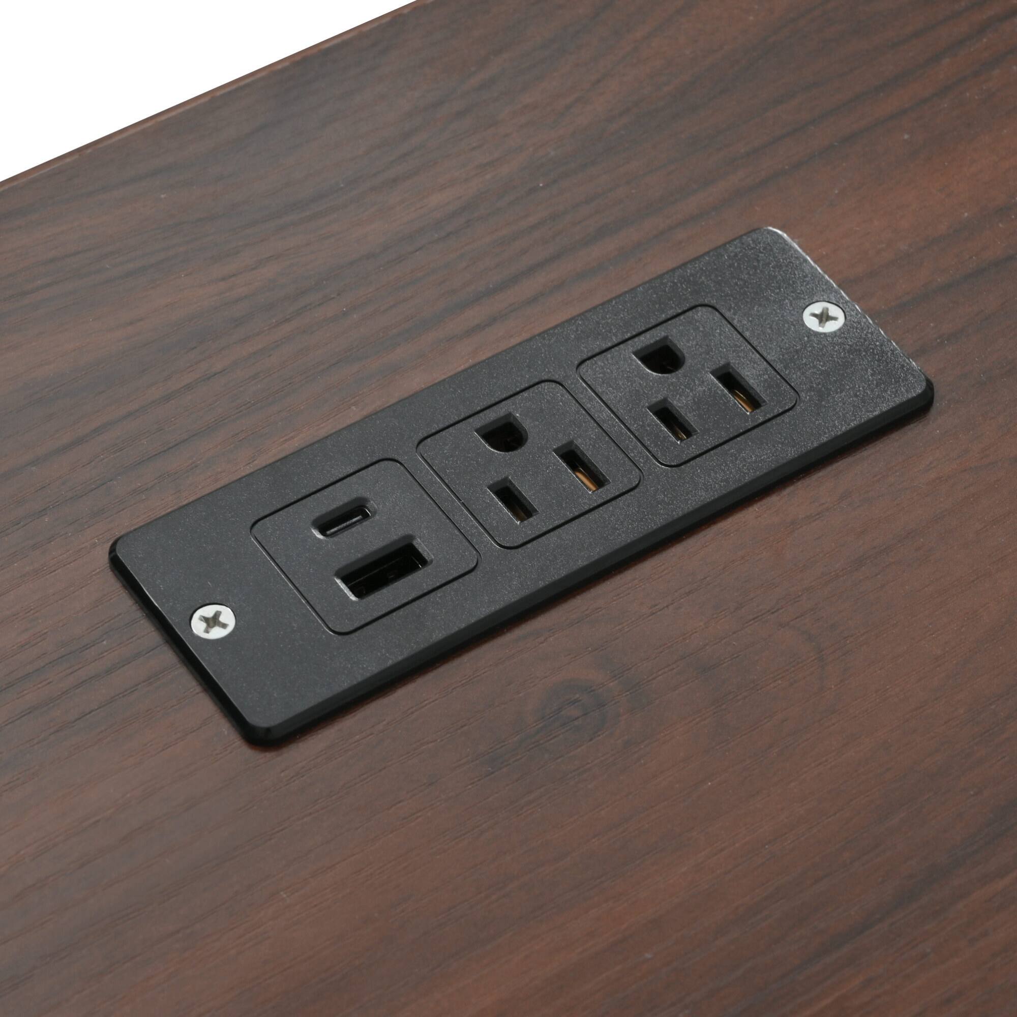 Angle. ELEMENT ACE - Farmhouse Kitchen Island with Drop Leaf, Power Outlet, Storage Cart and Wheels - White.