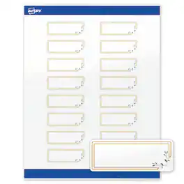 Avery - Labels, 1" x 2-5/8", Glossy Double Gold/Florals - White