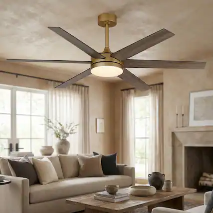 Front. Vaczon - 60 Inch Modern Smart Ceiling Fan with Light and Remote, 24W 3CCT Dimmable, 6 Reversible Blades, 6-Speed DC Motor - Weathered wood.