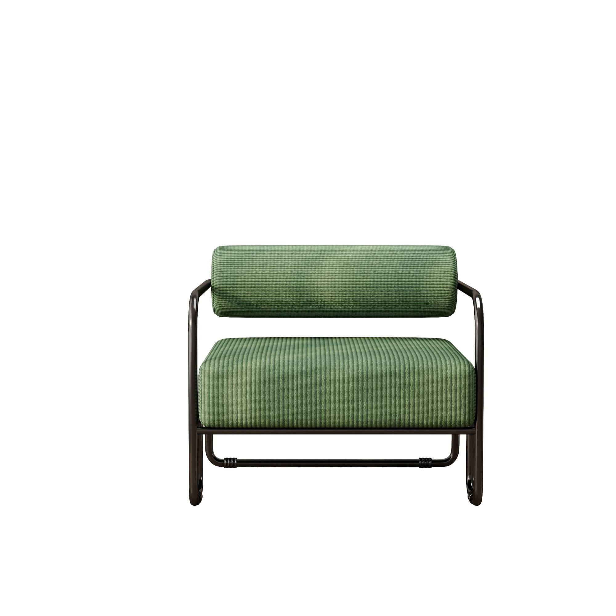 Alt View 8. GOODSILO - Comfortable Iron Frame Lounge Chair with Curved Seat and Integrated Backrest for Relaxation - Dark Green.