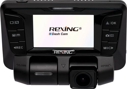Rexing - V2 Front and Rear Camera Dash Cam - Black