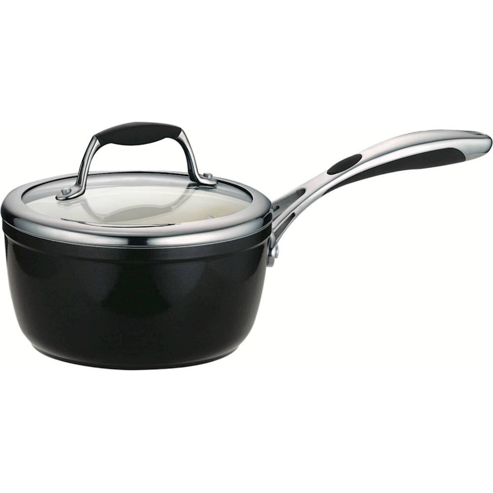 Angle. Tramontina - Gourmet Ceramica Deluxe 1.5-Quart Covered Sauce Pan - Black.