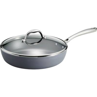 Tramontina - Gourmet Induction Aluminum 4.5-Quart Covered Deep Saute Pan - Slate Gray
