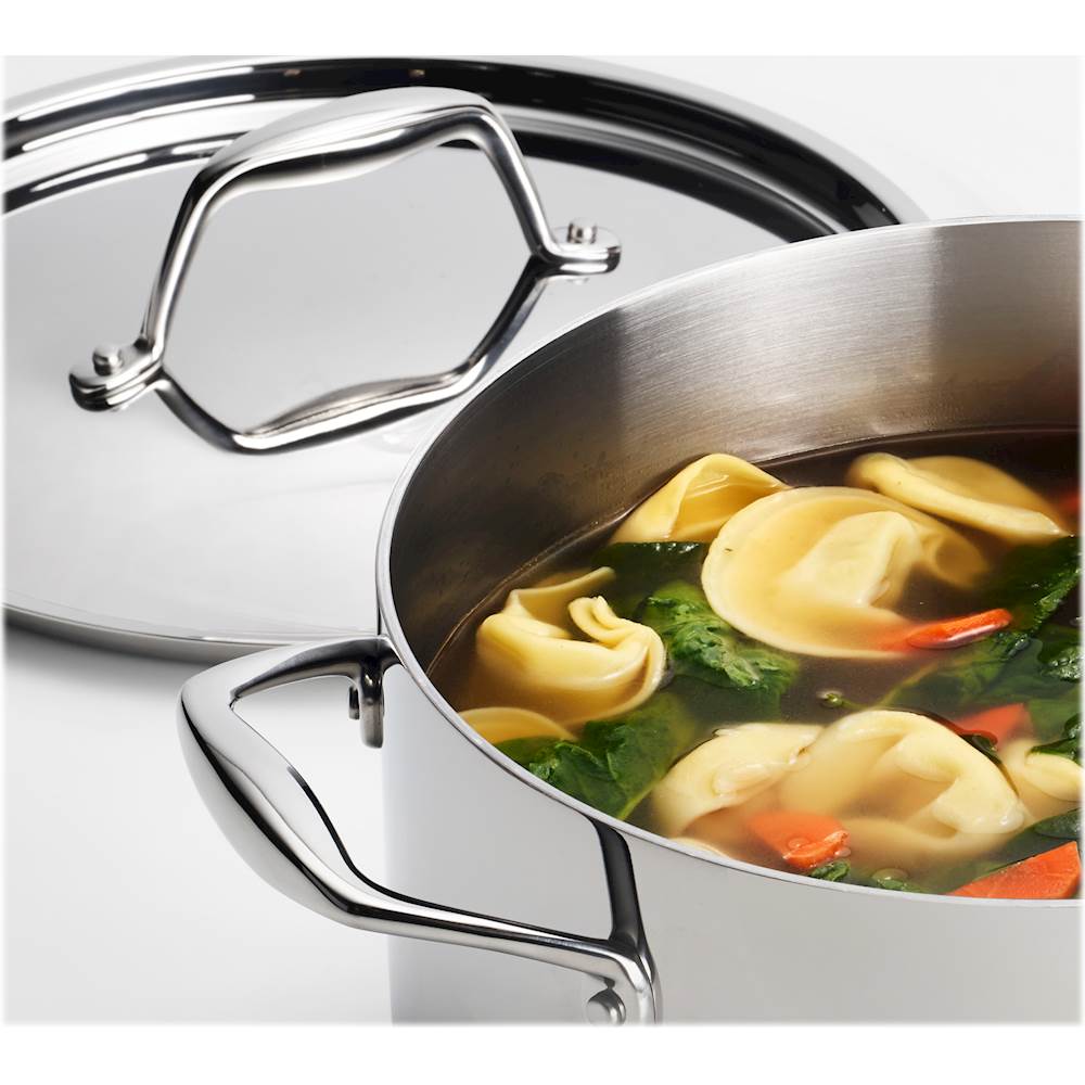 Tramontina Covered Stock Pot Stainless Steel Induction-Ready Tri-Ply Clad 8  Quart, 80116/041DS