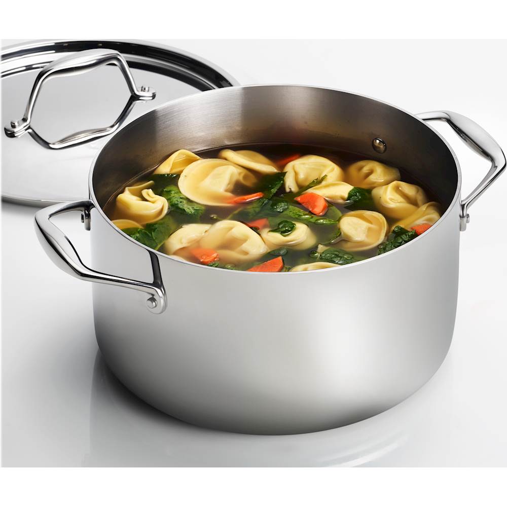 Tramontina Covered Stock Pot Stainless Steel Induction-Ready Tri-Ply Clad 8  Quart, 80116/041DS