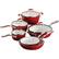 Angle. Tramontina - Gourmet Ceramica Deluxe 10-Piece Cookware Set - Metallic Red.